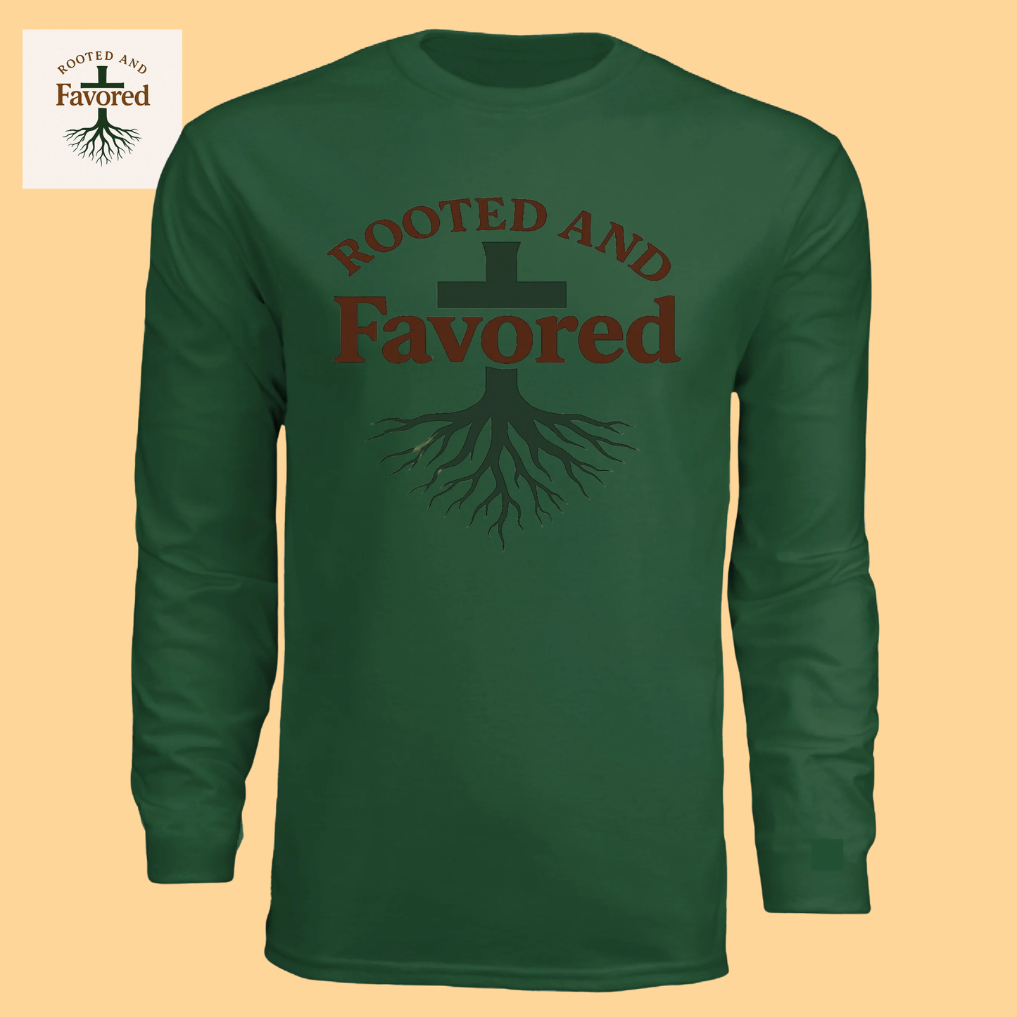 Men's Long-Sleeve Cooling Performance Tee "Rooted And Favored"