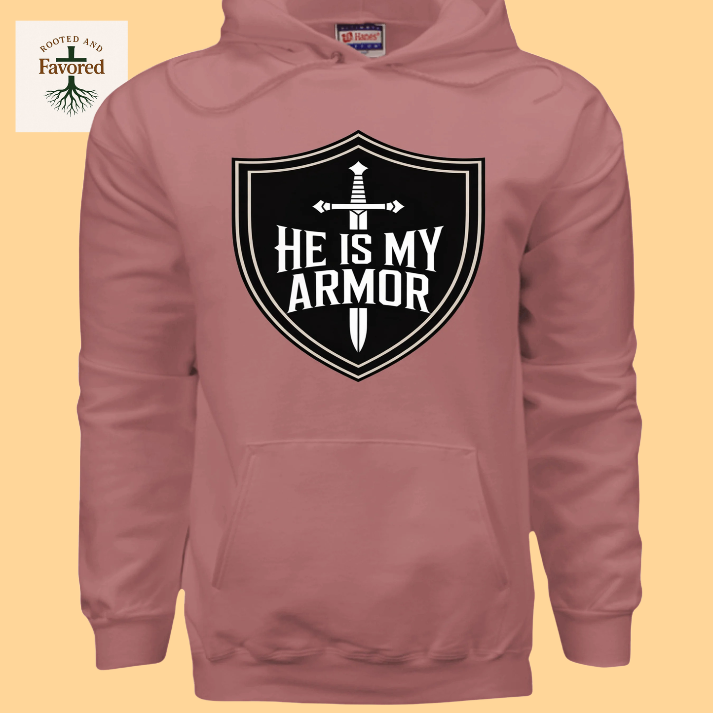 Men Hanes Ultimate Cotton Pullover Hoodie "He Is My Armor"