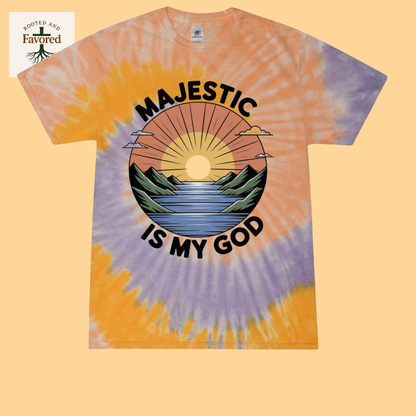 Girls Tie-Dye Cotton T-Shirt "Majestic is my God"