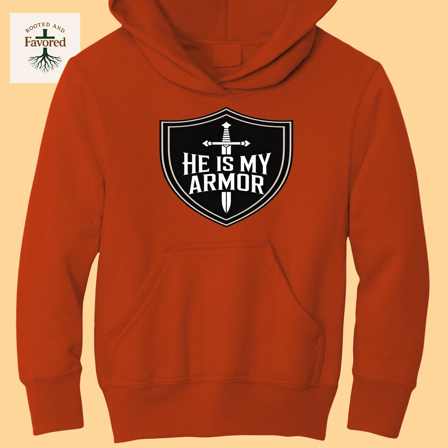 Boy's Youth Port & Company Core Fleece Pullover Hoodie "He Is My Armor"