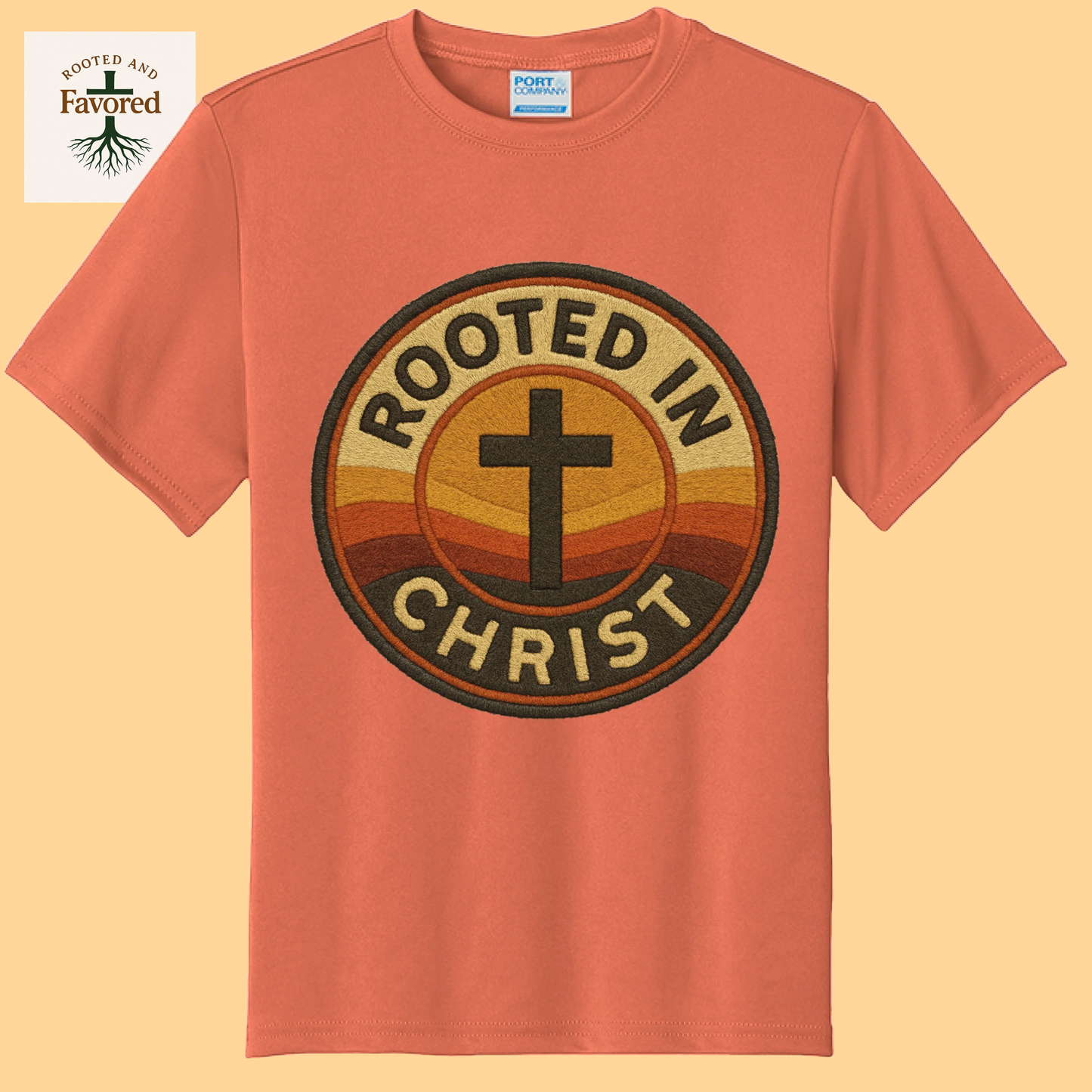 Boys Port & Company Youth T-shirt "Rooted In Christ"