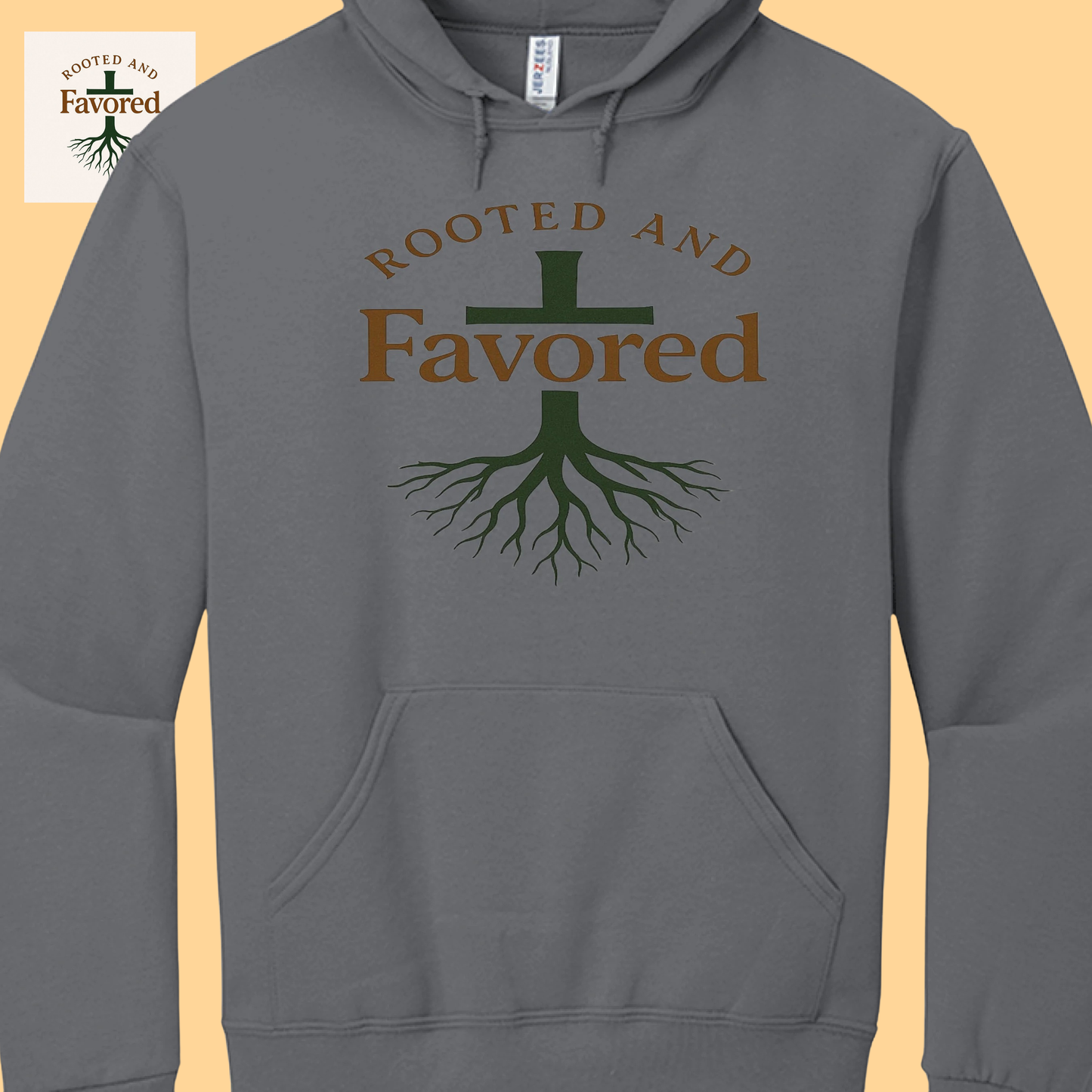 Men's Jerzees NuBlend Fleece Pullover Hoodie "Rooted and Favored"
