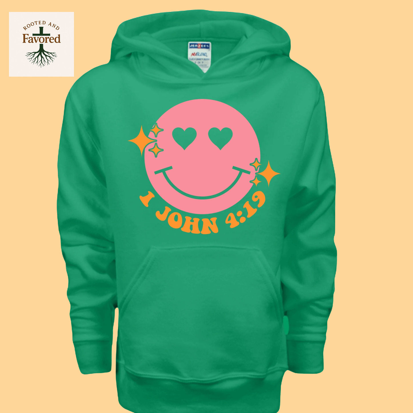 Girls Jerzees NuBlend Fleece Pullover Hoodie "1 John 4:19"