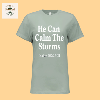 Women's Bella Relaxed Jersey Short-Sleeve T-Shirt "He Can Calm the Strorms"