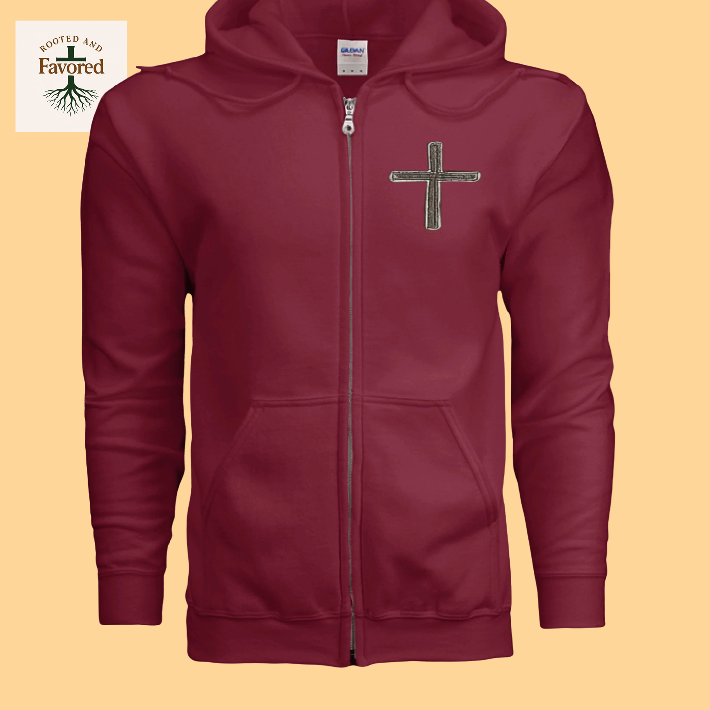 Men's Gildan Heavy Blend Full-Zip Hoodie "Rustic Cross"