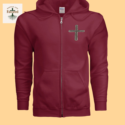 Men's Gildan Heavy Blend Full-Zip Hoodie "Rustic Cross"
