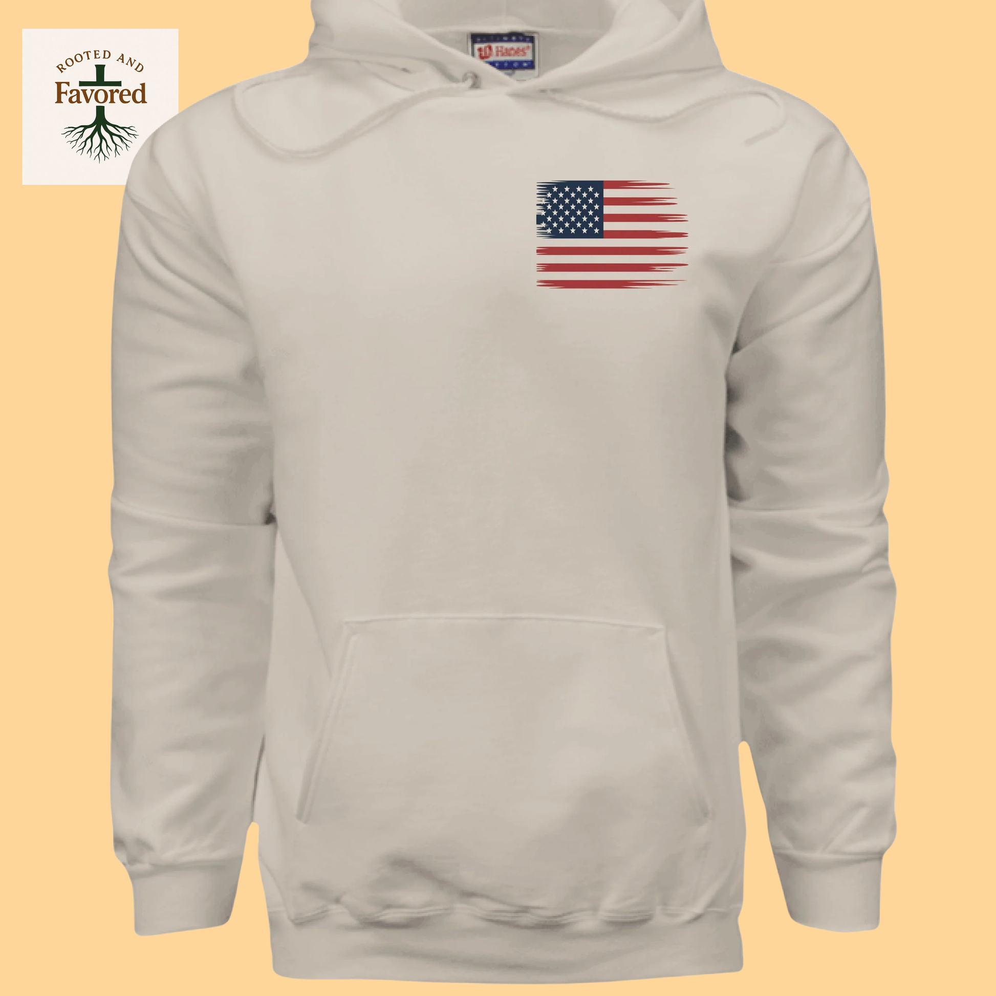 Men's Hanes Ultimate Pullover Hoodie "American Flag-In God We Trust"