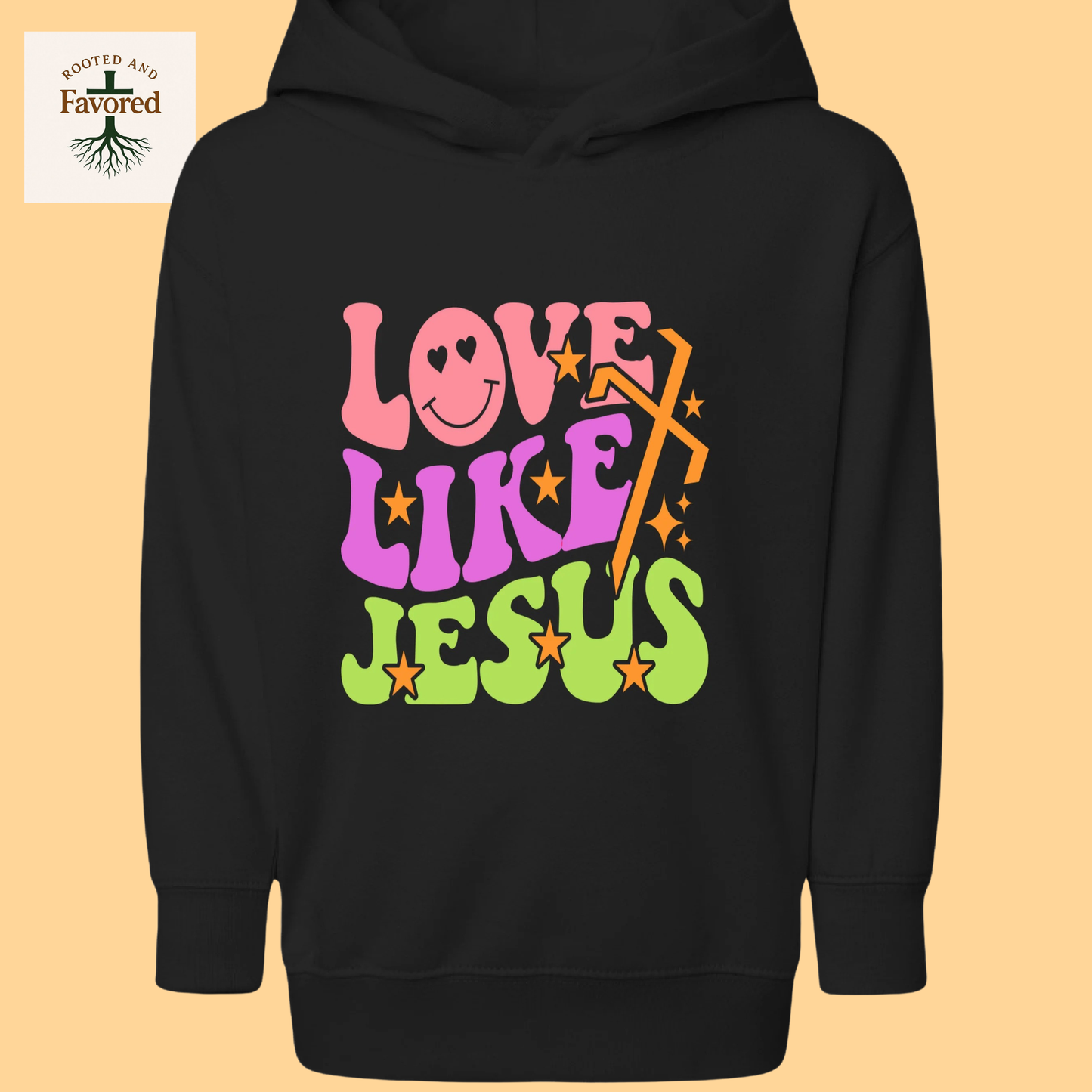 Toddler Rabbit Skins Pullover Fleece Hoodie "Love Like Jesus"