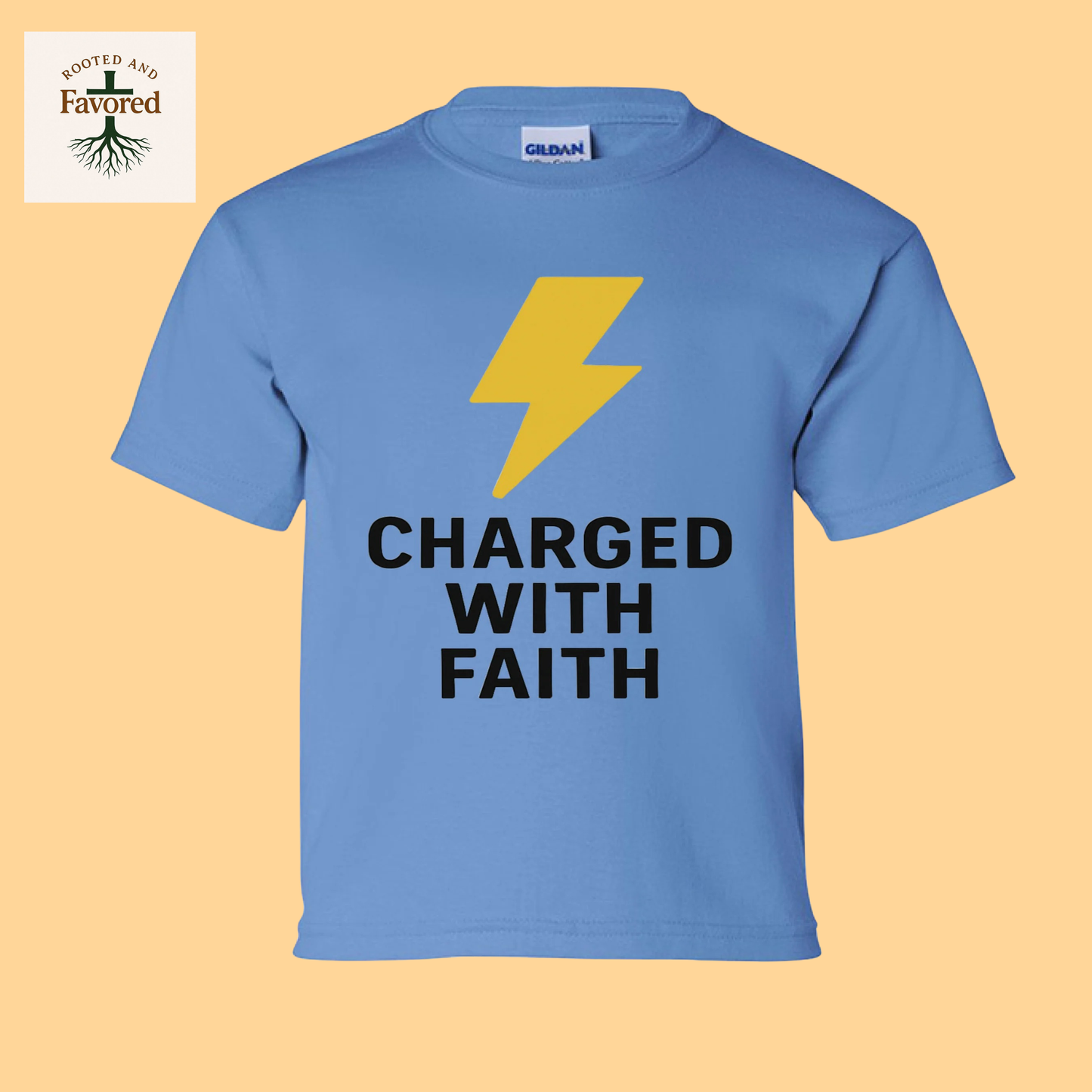Boys Gildan Youth Ultra Cotton T-shirt "Charged With Faith"