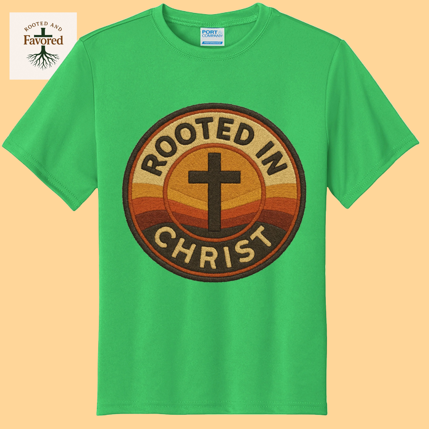 Boys Port & Company Youth T-shirt "Rooted In Christ"