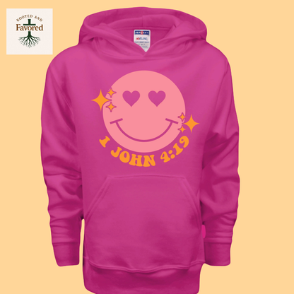 Girls Jerzees NuBlend Fleece Pullover Hoodie "1 John 4:19"