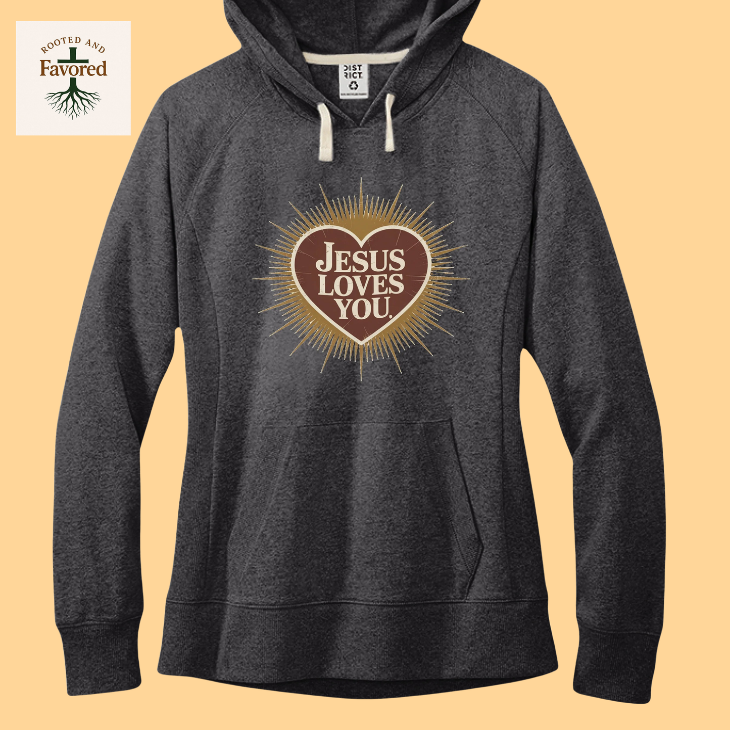 Womens District Fleece Hoodie "Jesus Loves"