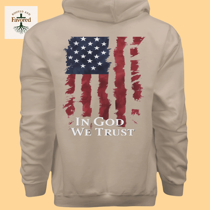 Men's Hanes Ultimate Pullover Hoodie "American Flag-In God We Trust"