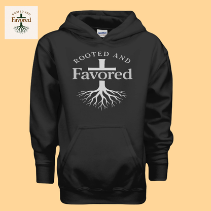 Boy's Youth Heavy Blend Gildan Hoodie "Rooted And Favored"
