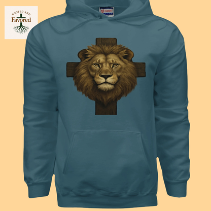 Men's Hanes Ultimate Cotton Pullover Hoodie " Lion and the Cross"