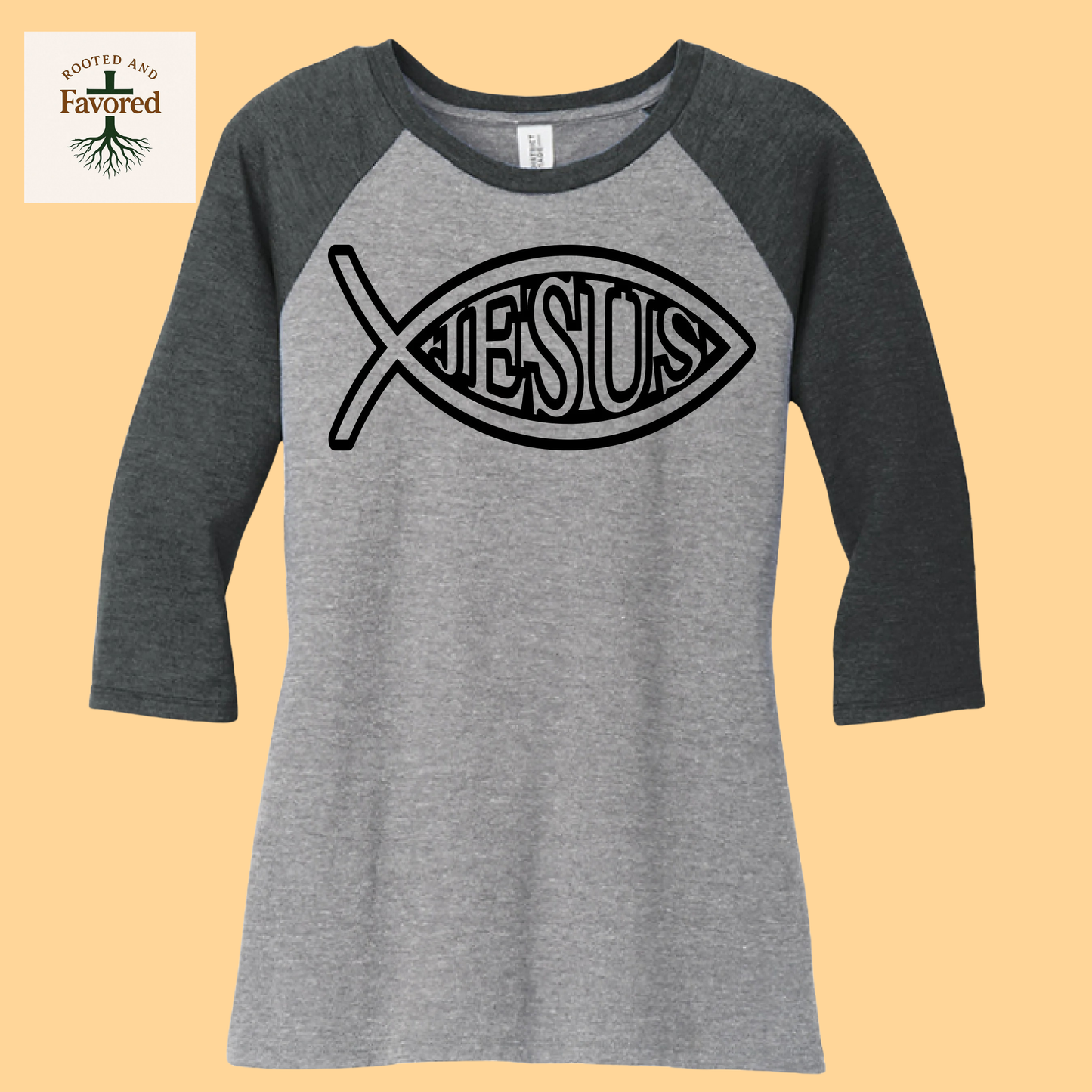 Women's District Perfect Tri 3/4 Sleeve "Jesus"