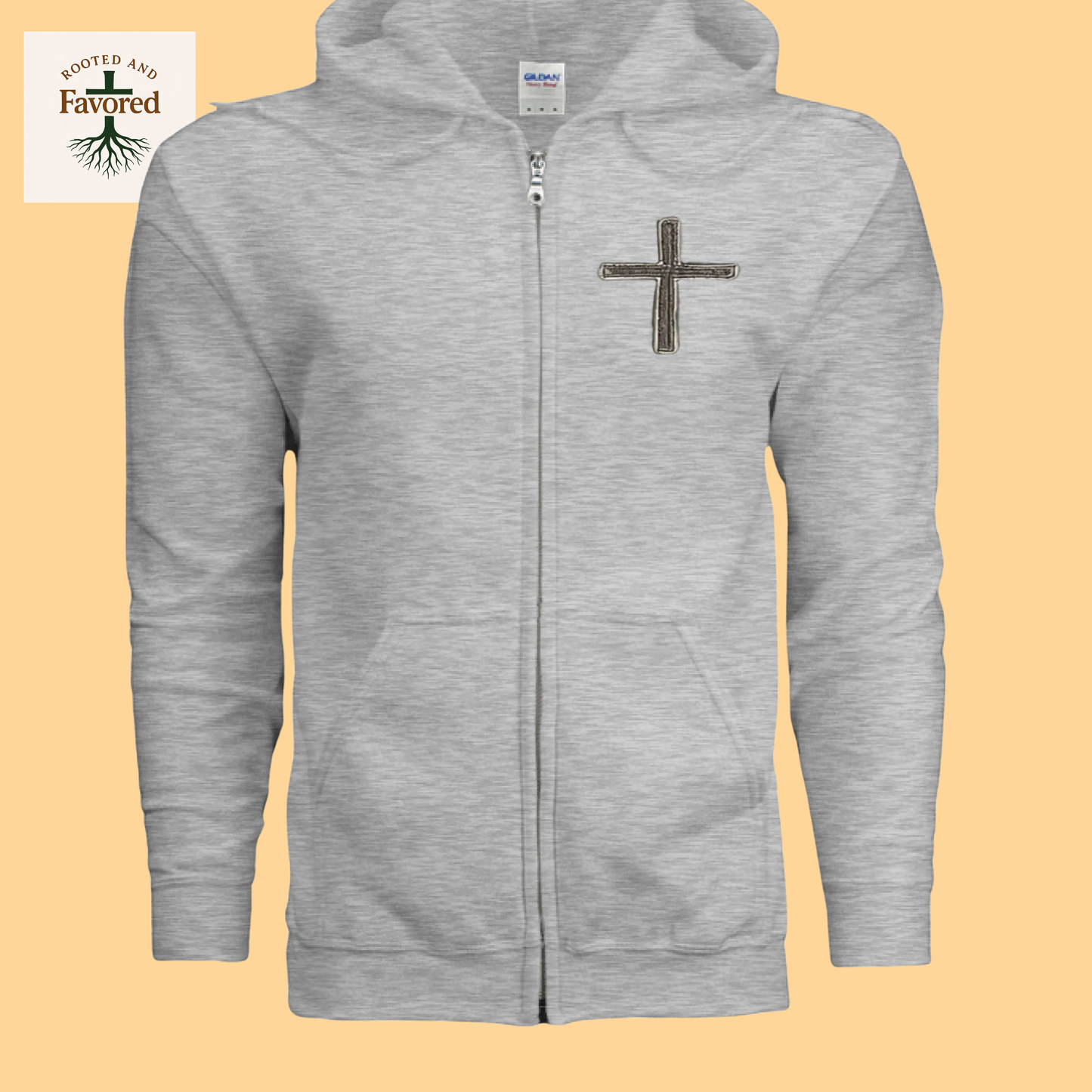 Men's Gildan Heavy Blend Full-Zip Hoodie "Rustic Cross"