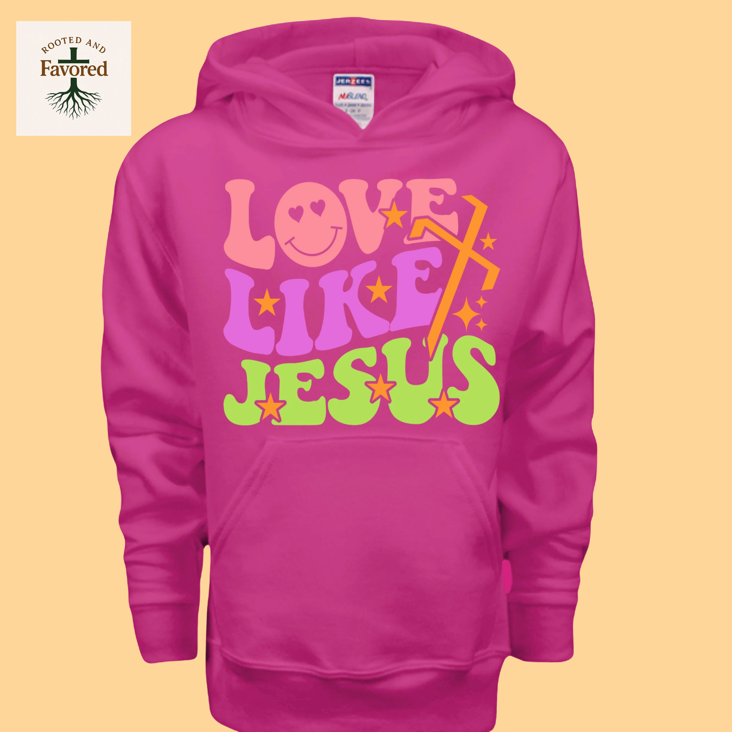 Girls Jerzees Youth NuBlend Fleece Hoodie  "Love Like Jesus"