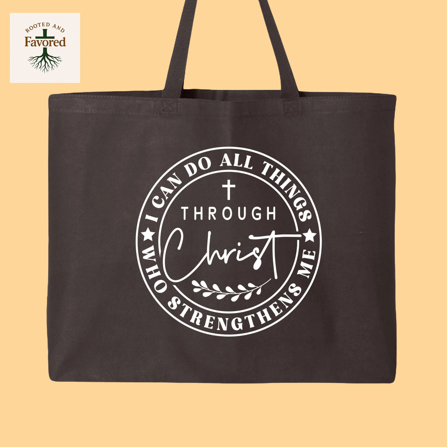 Q-Tees Jumbo Tote Bag "I can do all things through Christ"