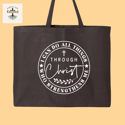 Q-Tees Jumbo Tote Bag "I can do all things through Christ"