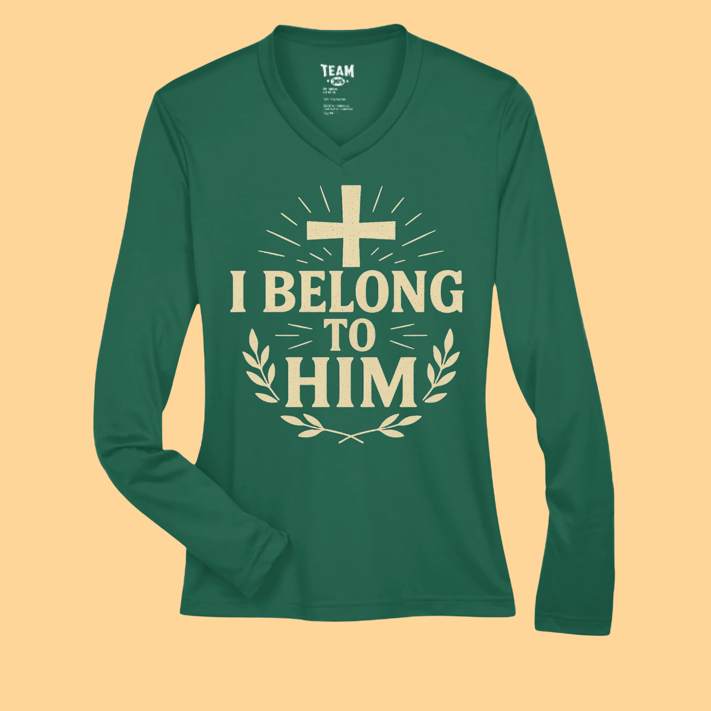 Women's Zone Performance Long-Sleeve V-Neck Shirt "I Belong To Him"