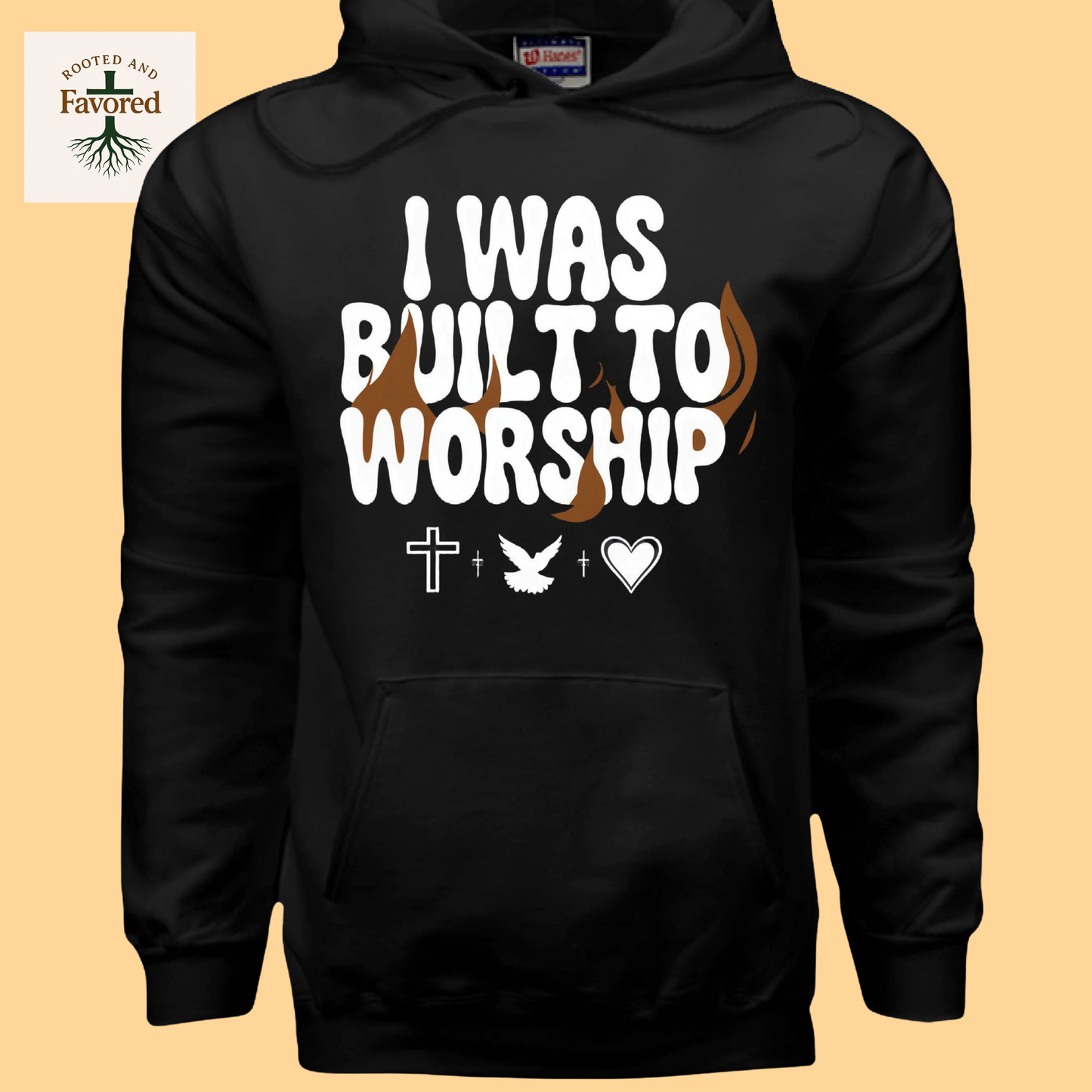 Men's Hanes Cotton Hoodie "I was Built To Worship"