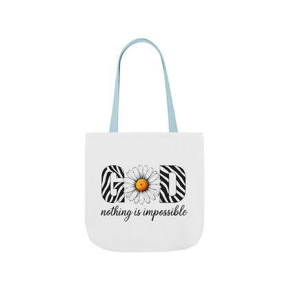 Inspirational Canvas Tote Bag - God Nothing is Impossible, Motivational Gift, Beach Bag, Shopping Tote, Eco-Friendly