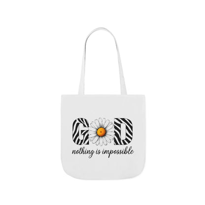 Inspirational Canvas Tote Bag - God Nothing is Impossible, Motivational Gift, Beach Bag, Shopping Tote, Eco-Friendly