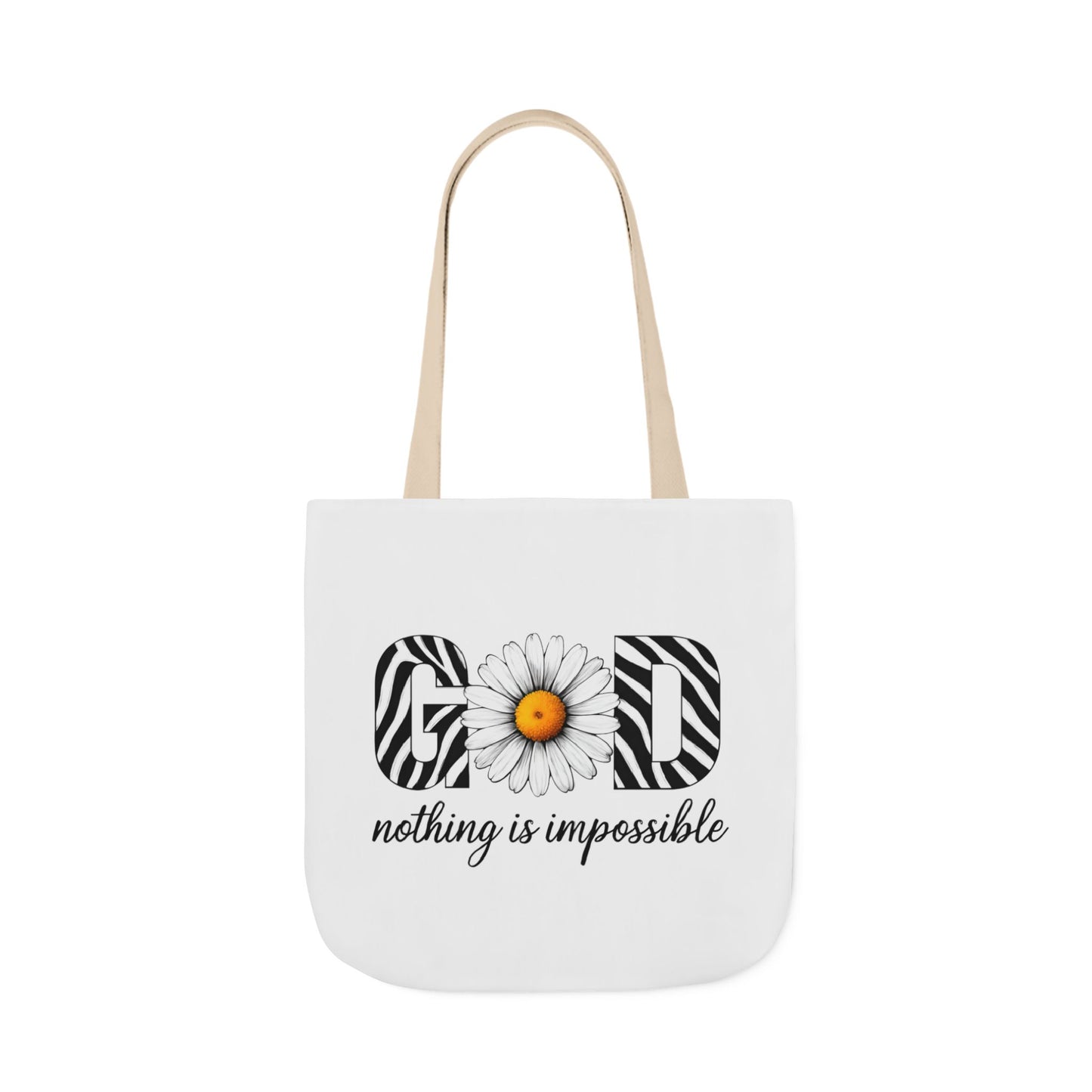 Inspirational Canvas Tote Bag - God Nothing is Impossible, Motivational Gift, Beach Bag, Shopping Tote, Eco-Friendly