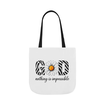 Inspirational Canvas Tote Bag - God Nothing is Impossible, Motivational Gift, Beach Bag, Shopping Tote, Eco-Friendly