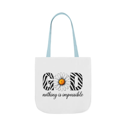 Inspirational Canvas Tote Bag - God Nothing is Impossible, Motivational Gift, Beach Bag, Shopping Tote, Eco-Friendly