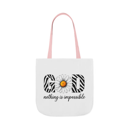 Inspirational Canvas Tote Bag - God Nothing is Impossible, Motivational Gift, Beach Bag, Shopping Tote, Eco-Friendly
