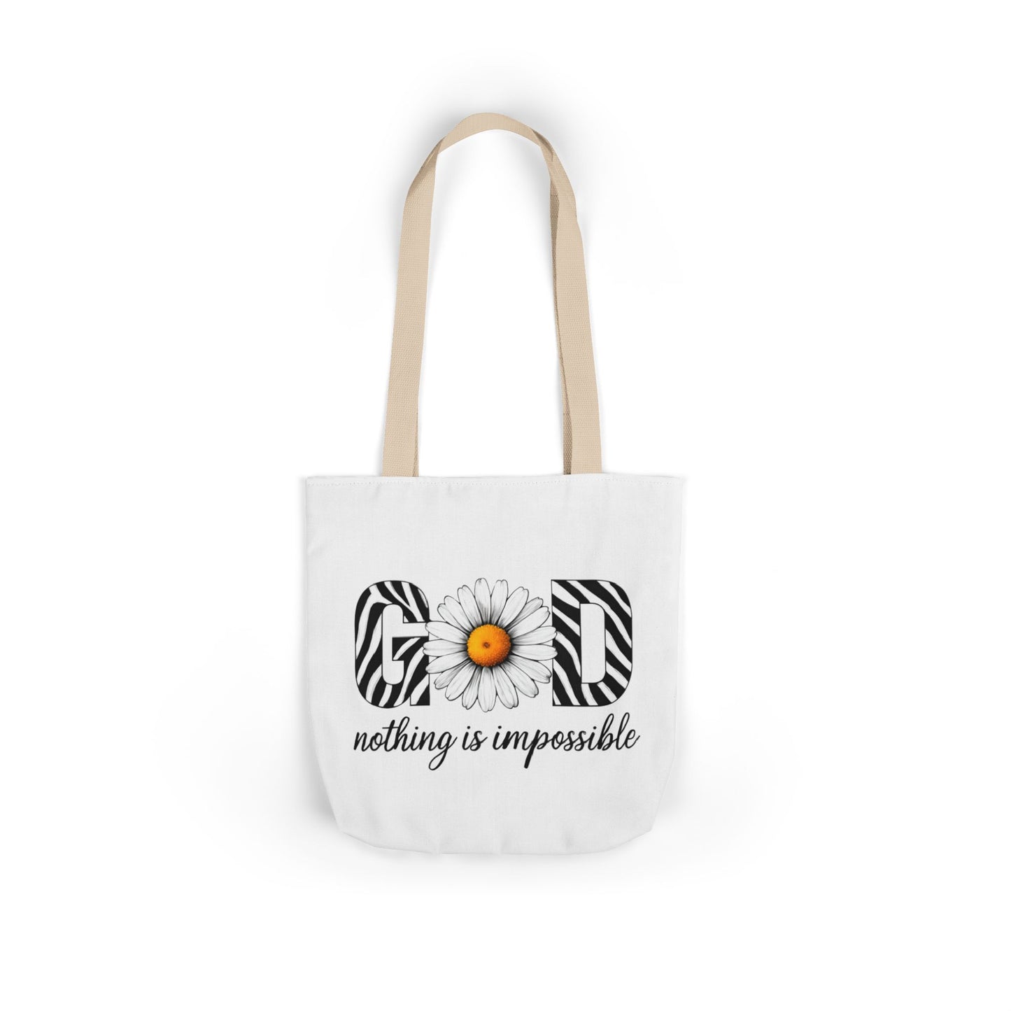 Inspirational Canvas Tote Bag - God Nothing is Impossible, Motivational Gift, Beach Bag, Shopping Tote, Eco-Friendly