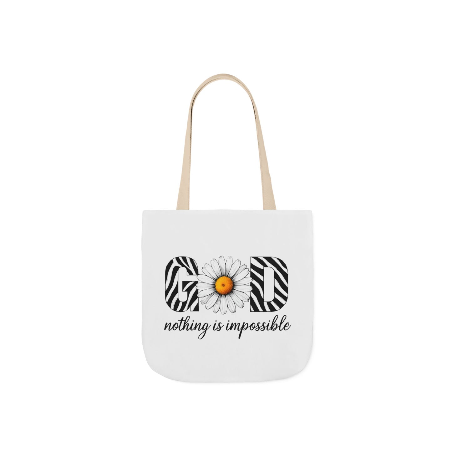 Inspirational Canvas Tote Bag - God Nothing is Impossible, Motivational Gift, Beach Bag, Shopping Tote, Eco-Friendly