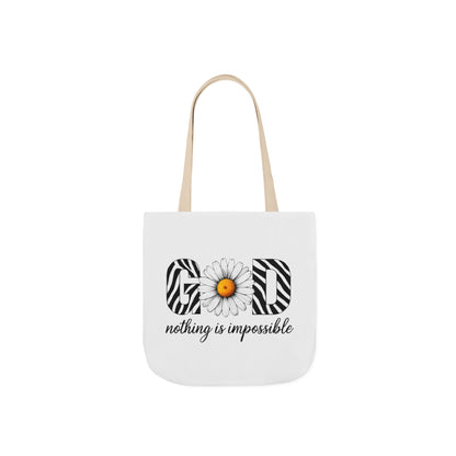 Inspirational Canvas Tote Bag - God Nothing is Impossible, Motivational Gift, Beach Bag, Shopping Tote, Eco-Friendly