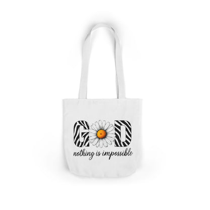 Inspirational Canvas Tote Bag - God Nothing is Impossible, Motivational Gift, Beach Bag, Shopping Tote, Eco-Friendly