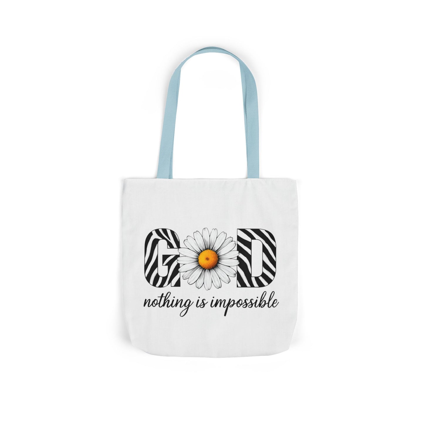 Inspirational Canvas Tote Bag - God Nothing is Impossible, Motivational Gift, Beach Bag, Shopping Tote, Eco-Friendly