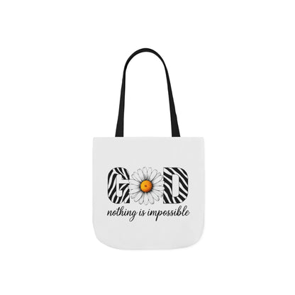 Inspirational Canvas Tote Bag - God Nothing is Impossible, Motivational Gift, Beach Bag, Shopping Tote, Eco-Friendly