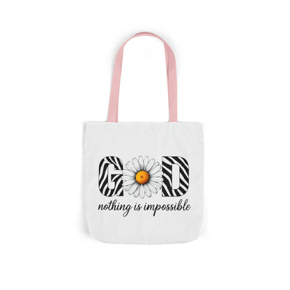 Inspirational Canvas Tote Bag - God Nothing is Impossible, Motivational Gift, Beach Bag, Shopping Tote, Eco-Friendly