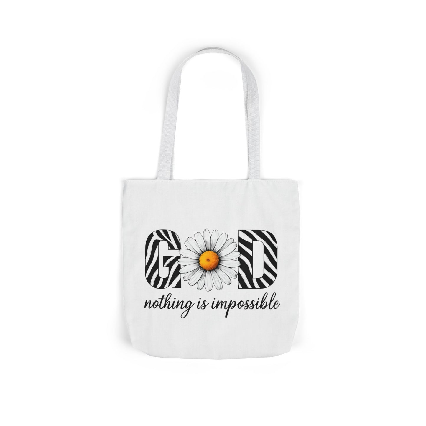 Inspirational Canvas Tote Bag - God Nothing is Impossible, Motivational Gift, Beach Bag, Shopping Tote, Eco-Friendly