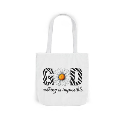 Inspirational Canvas Tote Bag - God Nothing is Impossible, Motivational Gift, Beach Bag, Shopping Tote, Eco-Friendly