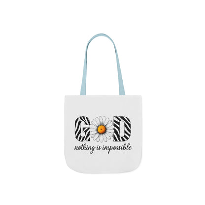 Inspirational Canvas Tote Bag - God Nothing is Impossible, Motivational Gift, Beach Bag, Shopping Tote, Eco-Friendly