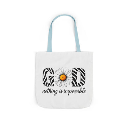 Inspirational Canvas Tote Bag - God Nothing is Impossible, Motivational Gift, Beach Bag, Shopping Tote, Eco-Friendly
