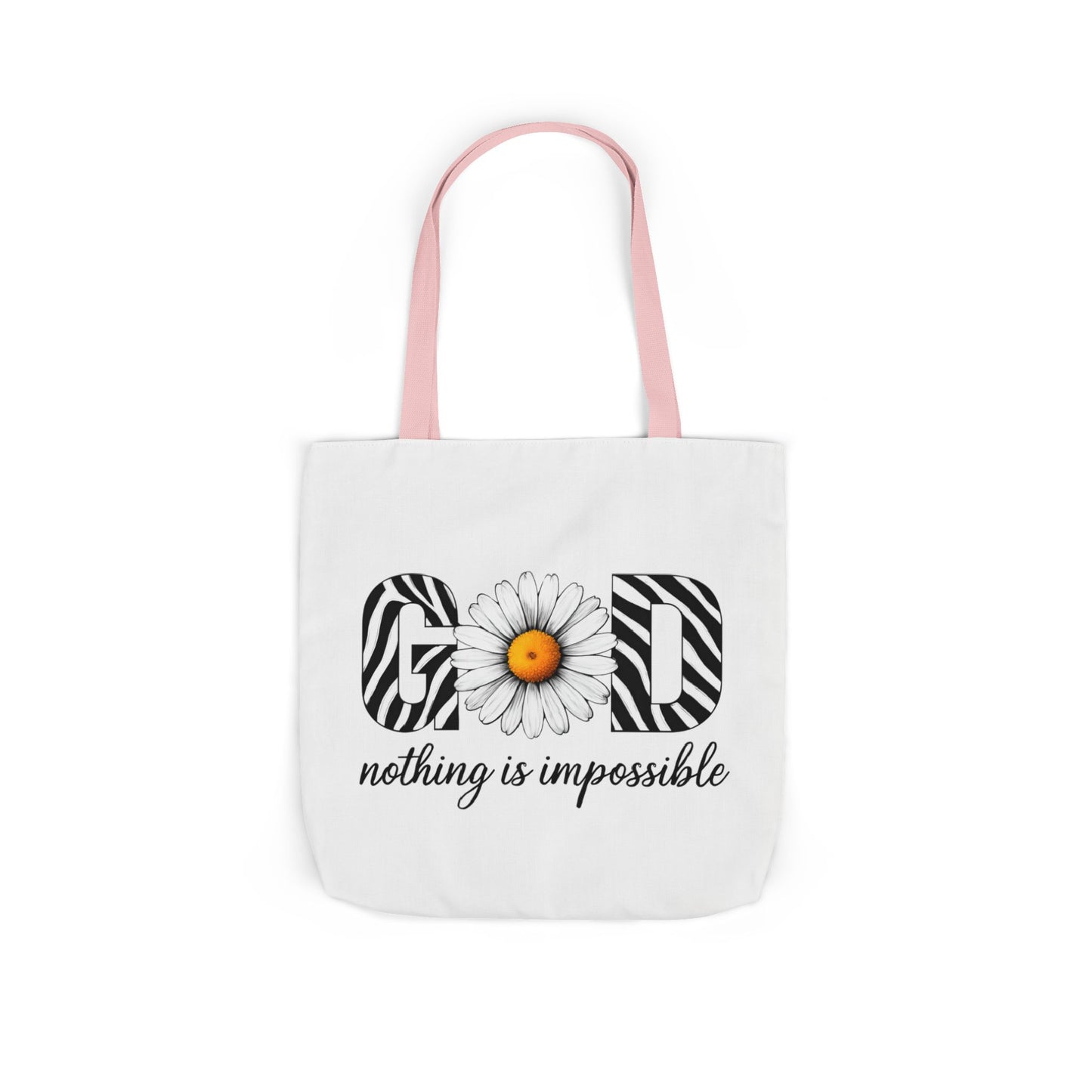 Inspirational Canvas Tote Bag - God Nothing is Impossible, Motivational Gift, Beach Bag, Shopping Tote, Eco-Friendly