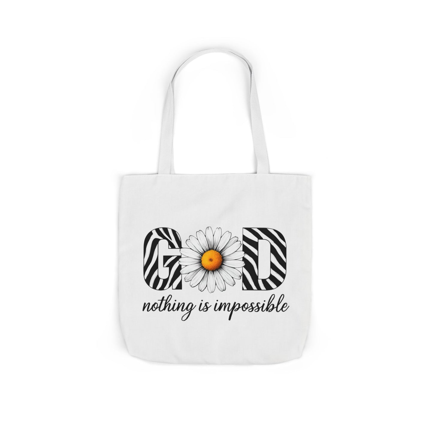 Inspirational Canvas Tote Bag - God Nothing is Impossible, Motivational Gift, Beach Bag, Shopping Tote, Eco-Friendly