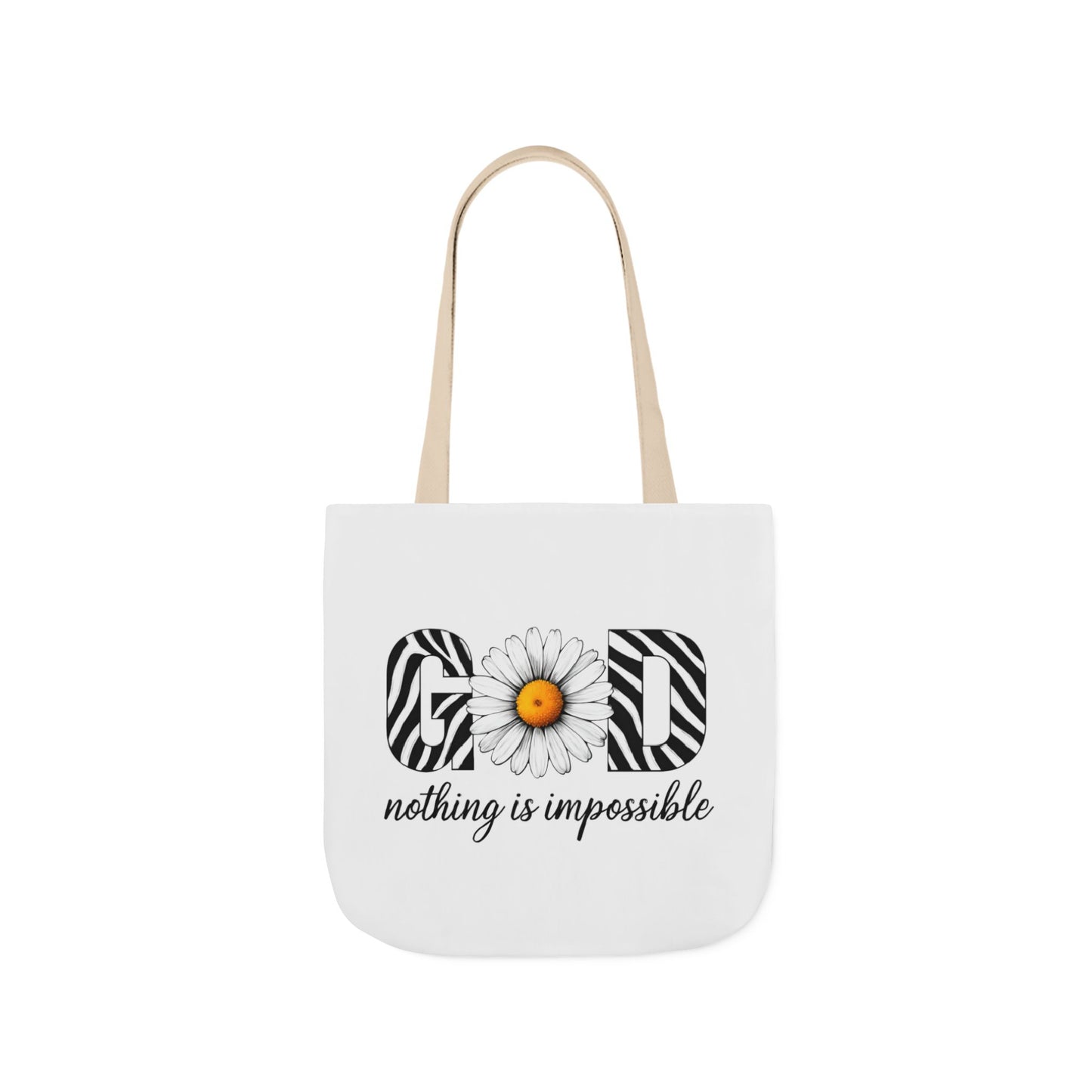 Inspirational Canvas Tote Bag - God Nothing is Impossible, Motivational Gift, Beach Bag, Shopping Tote, Eco-Friendly