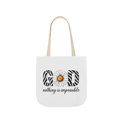 Inspirational Canvas Tote Bag - God Nothing is Impossible, Motivational Gift, Beach Bag, Shopping Tote, Eco-Friendly