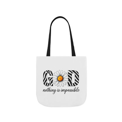 Inspirational Canvas Tote Bag - God Nothing is Impossible, Motivational Gift, Beach Bag, Shopping Tote, Eco-Friendly