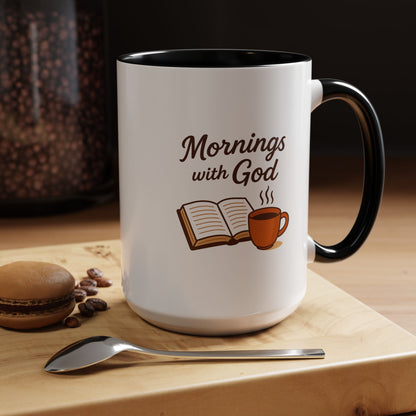 Inspirational Coffee Mug, Mornings with God, Faith-Based Gift, Daily Motivation, Spiritual Tea Cup, Coffee Lover's Present, Christian Gift