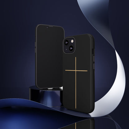 Minimalist Cross Phone Case, Tough iPhone Cover for Faithful Souls, Gift for Christians, Stylish Tech Accessories, Modern Christian Design